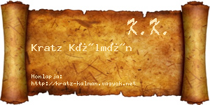Kratz Kálmán névjegykártya