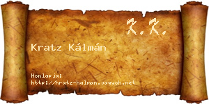 Kratz Kálmán névjegykártya